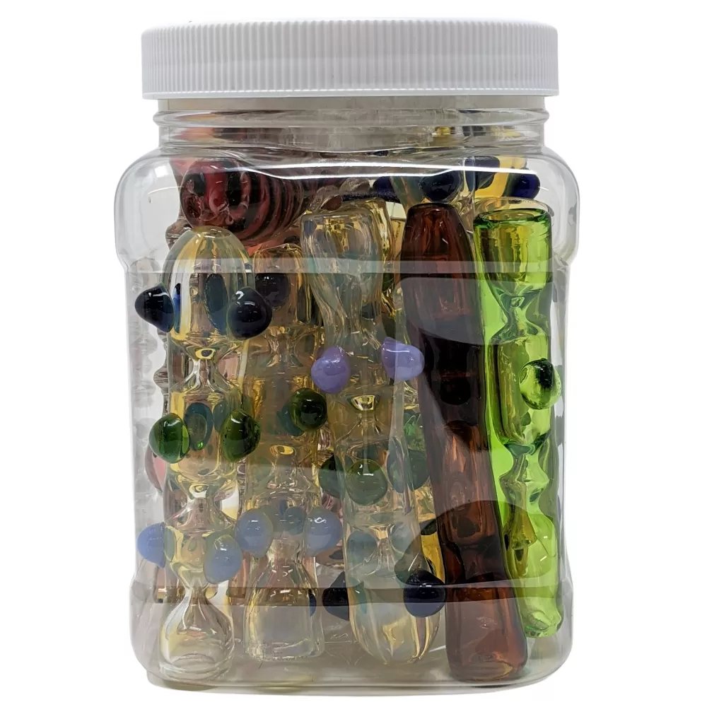 US-Made Assorted Fumed Design Chillum Hand Pipe (Pack of 20) (JAR20RKP-4)
