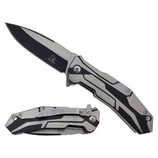 4.5" Silver Rocket Metal Handle Assist-Open Pocket Knife