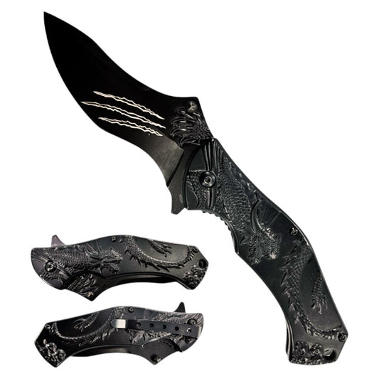 4.75" Assist-Open Warrior Dragon's Claw Folding Pocket Knife with Belt Clip