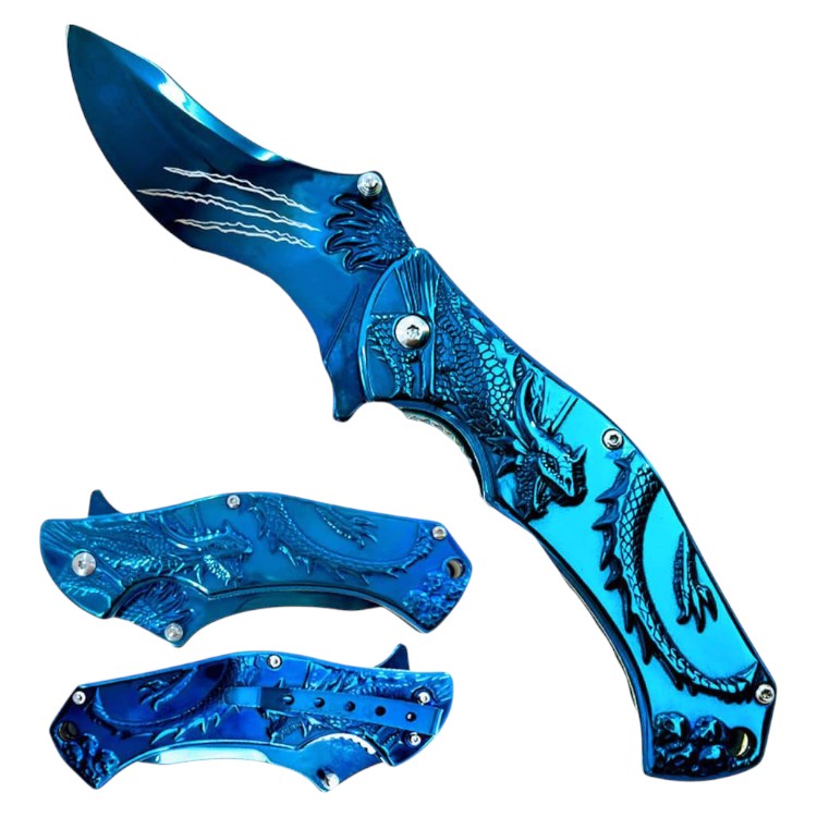 4.75" Assist-Open Warrior Dragon's Claw Folding Pocket Knife with Belt Clip