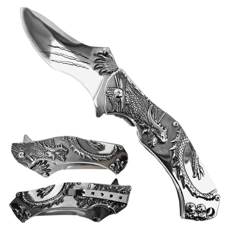4.75" Assist-Open Warrior Dragon's Claw Folding Pocket Knife with Belt Clip
