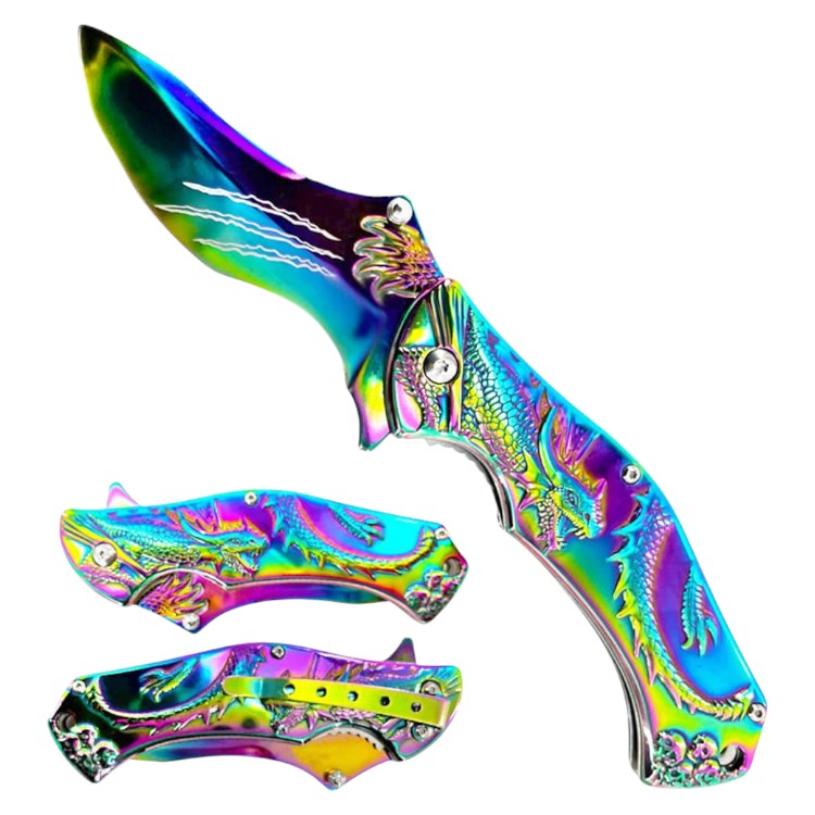 4.75" Assist-Open Warrior Dragon's Claw Folding Pocket Knife with Belt Clip