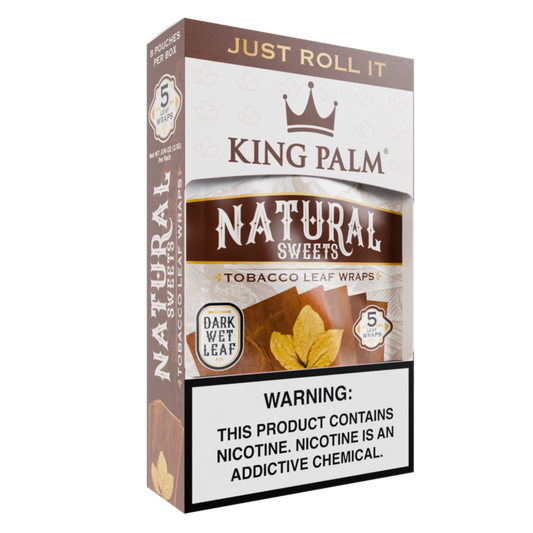 KING PALM Tobacco Leaf Wraps Natural 5-pack 8ct