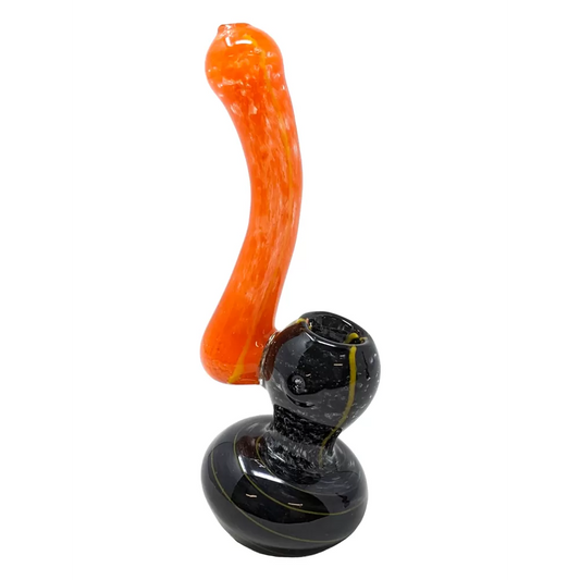 6" Double Tone Frit with Line Work Bubbler Hand Pipe RJA25