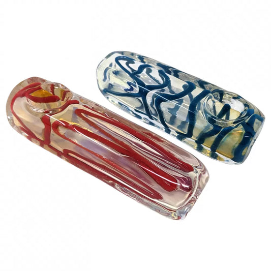 3" Silver Fumed Spiral Art Square Shape Hand Pipe (RJA47)