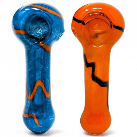 4.5" Colorful Frit Body Artful Line Spoon Hand Pipe (Pack of 2) (RJA89)