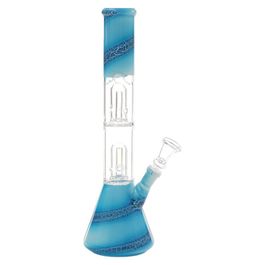 Unbranded Glass Double Dome Perc Beaker Water Pipe (RJA99) 12.0"