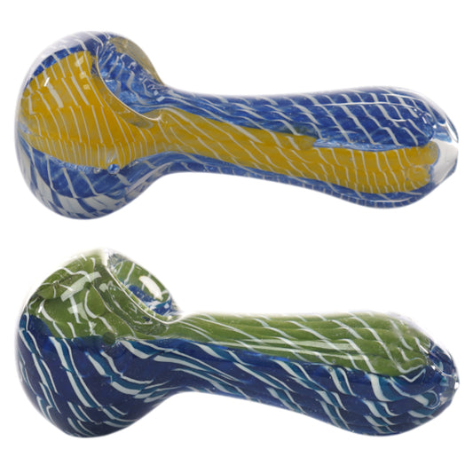 3.5" Dual Color Braided Ribbon Clear Spoon Hand Pipe (Pack of 2) (RKGS36)