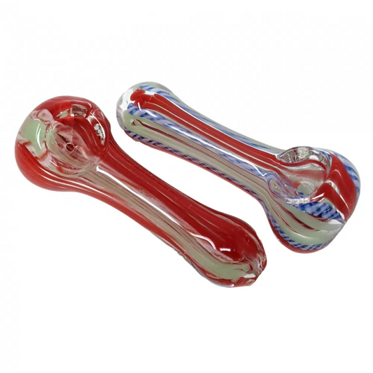 3.5" Silver Fumed Ribbon Line Spoon Hand Pipe RKGS38