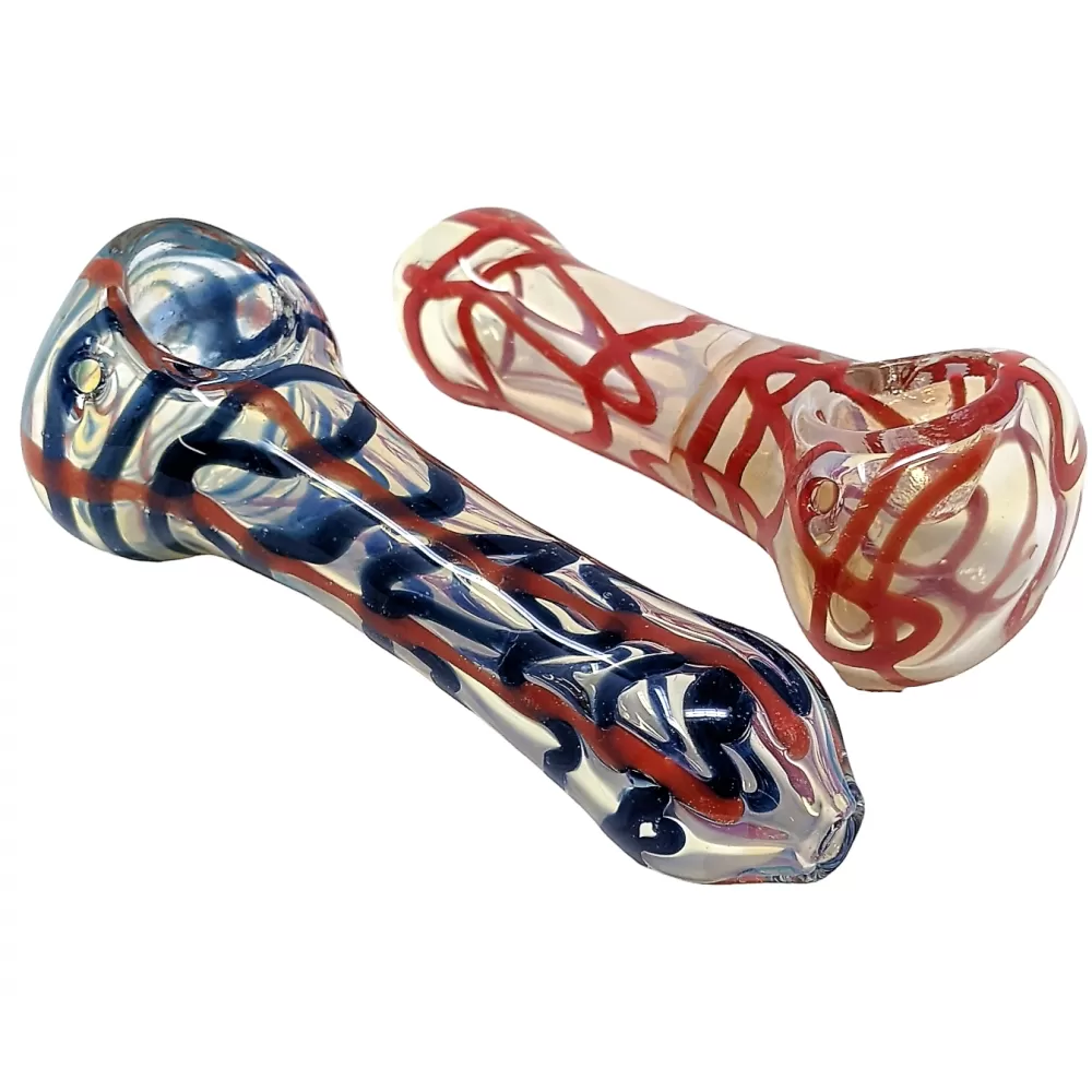 4" Silver Fumed & Rod Art Hand Pipe (ST-316)