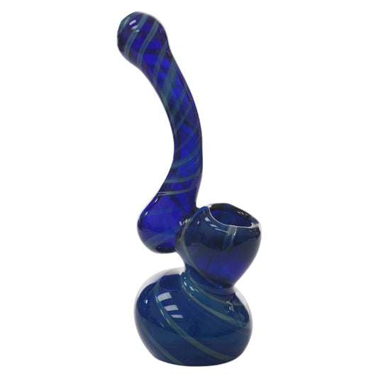 6.5" Silver Fumed Spiral Ribbon Bubble Mouth Bubbler Hand Pipe (Pack of 1) (XMB-24)