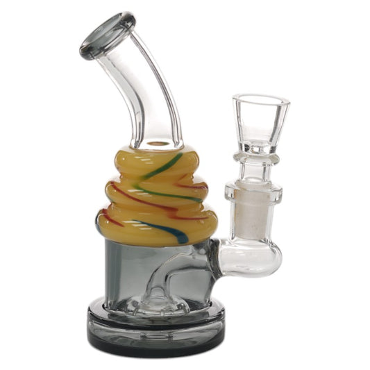 5.5" Line Ribbon Clear Flat Mouth Bubbler Hand Pipe with (Pack of 1) (XSB-18A)
