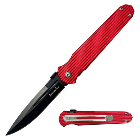 4" Black Shadow Manual Open Folding Knife with Belt Clip