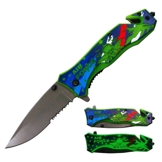 4.5" Rescue Knife Asst.Open with Glass Breaker Seatbelt cutter