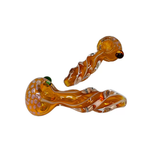 4" Gold Fumed Twisted Rod Honeycomb Art Head Hand Pipe (Pack of 2) (YT02)