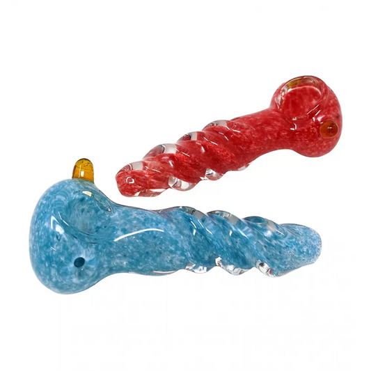 4" Mixed Frit Art Twisted Body Hand Pipe (Pack of 2) (ZD43)