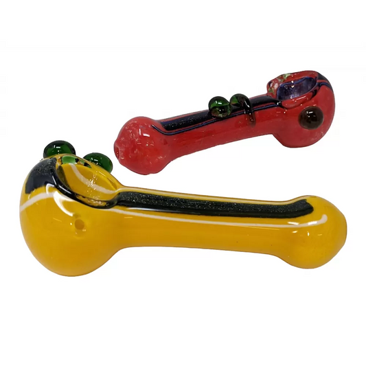 4" Frit & Dicro Art Hand  Pipe-Assorted Design (Pack of 2) (ZD51)