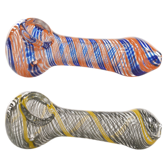 4.5" Double Color Spiral Art Spoon Hand Pipe (Pack of 2) (ZD83)