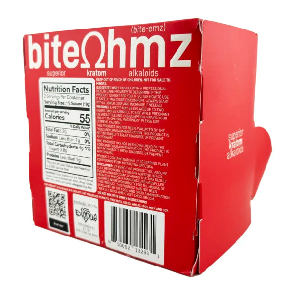 OHMZ BITE Red 7-Hydroxy Chocolate Bar 1-Pack 50MIT 30ct