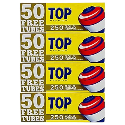 TOP Cigarette Tubes Gold 100mm 250/4ct